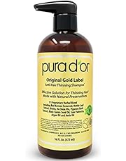 PURA D'OR Original Gold Label Anti-Thinning Biotin Shampoo (16oz) w/ Argan Oil, Nettle Extract, Saw Palmetto, Red Seaweed, 17+ DHT Herbal Actives, No Sulfates, Natural Preservatives, For Men & Women
