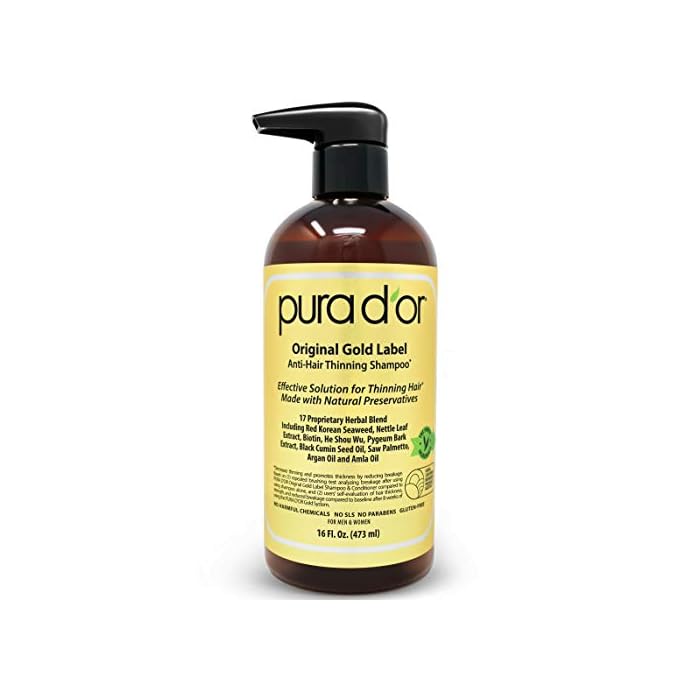 PURA D'OR Original Gold Label Anti-Thinning Biotin Shampoo, CLINICALLY TESTED Proven Results, Herbal DHT Blocker Hair…