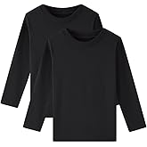 Huata Boys Girls Long Sleeve T-Shirt Unisex Crewneck Tee 2 Packs