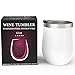 Stainless Steel Stemless Wine Glass Tumbler | Double Wall Vacuum Insulated Travel Tumbler Cup for Coffee, Wine, Cocktails, Ice Cream | Sweat Free, Unbreakable, BPA Free, Powder Coated (White, 12 oz)
