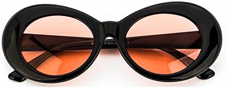 Ali Yee Rock Star Retro Fashion Thick Frame Clout Goggles Round Sunglasses (Black/Red)