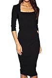 Viwenni Women's Chic Summer Solid Red Bodycon Office Work Party Dresses