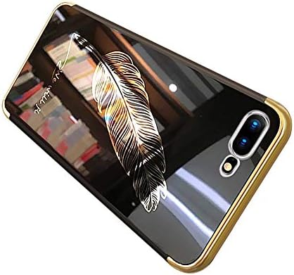 Ekakashop iPhone X Mirror Case,iPhone 10 Case Luxury Mirror Electroplating Technology Backplate Shell Shock-Absorption TPU Bumper Anti-Scratch Bright Reflection Protective Case for iPhone X/iPhone 10 5.8"inches with 1x Cellphone Kickstand (Color Random), Feather-Black