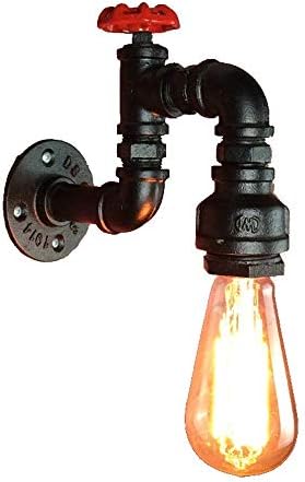FUSKANG E27 Vintage Water Pipe Wall Lamp Industrial Antique Iron Wall Lamp Restaurant Warehouse Basement Lamp (Color : Black)