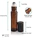 24 New, Premium Quality, 10ml Amber Glass Roll-on Bottles with Stainless Steel Roller Balls, Black Plastic Caps and (3) 3ml Plastic Droppers For use with Perfume, Aromatherapy & Essential Oils