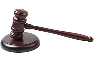 Jindizi Wooden Gavel and Block Set, Handcrafted Vintage Old View Finish Wood Gavel and Round Hammer Sound Block, Cosplay Prop