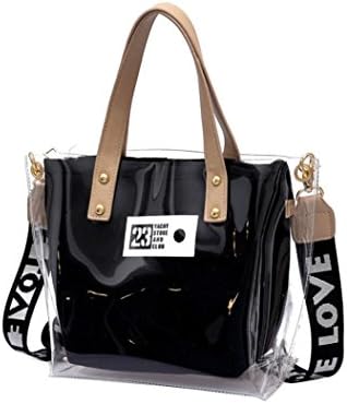 Bags,AIMTOPPY Fashion Women's Handbags Tote Shoulder Bag Satchel Messenger Bag Clear Beach Bag (Black, free)