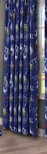 Football Soccer Numbers Geometric Blue 66" X 72" - 168cm X 183cm Pencil Pleat Curtains