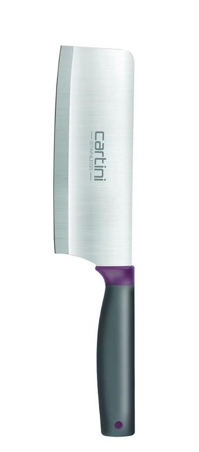 Godrej Cartini Essential Stainless Steel Kitchen Cleaver, Grey and Purple