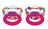 NUK Pink Bubbles and Butterflies Puller Pacifier, 6-18 Months