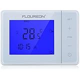 FLOUREON Thermostat Controller Central Heating Thermostat Controller LCD Touchscreen Backlight 5+2/6+1/7 Weekly 6 Stages Daily Programmable Floor Heating Thermostat and Temperature Controller(White)