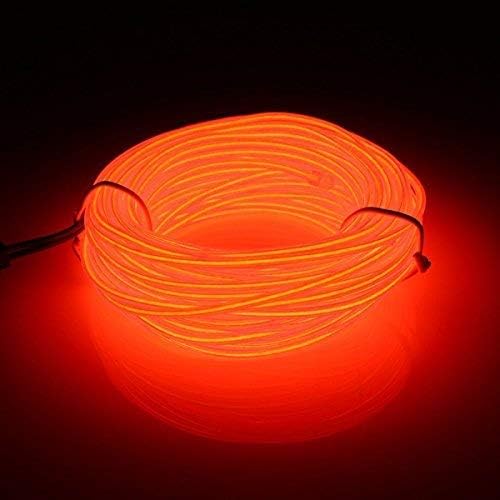 Kmruazre 16ft/5m El Wire, Flexible Neon Light Portable Battery Powered Electroluminescence Wire High Brightness for Xmas Party Decoration Wedding Pub(Orange)