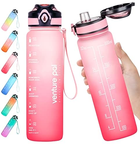 Venture Pal 32 oz Sports Water Bottle with Time Marker, Carry