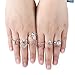 SUNSCSC Vintage Retro Silver Plated Flower Crystal Joint Knuckle Nail Ring Set of 8pcs