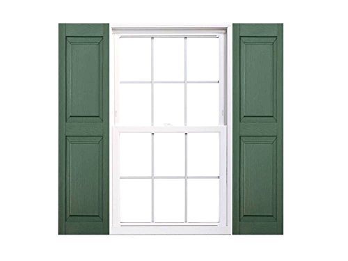 14 Inch x 39 Inch Standard Raised Panel Exterior Vinyl Shutter, Green (Pair)