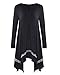 OUGES Women's Long Sleeve V Neck Button Down Midi Skater Dress with Pockets(Black067,XXL)