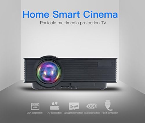 Portable Projector, Emcent Mini Projector 1200 Lumens 800480 Resolution Home Cinema Theater Projector Support 1080P 3D for Home Movie with PC USB/HDMI/AV/VGA Input Black