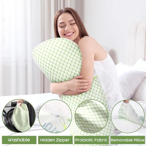 Pregnancy Pillow for Sleeping, Body Pillow for Side Sleeper Adjustable Portable with Removable Washable Cover, Pillow for Pregnant Women Support for Back Hips Legs(Green)