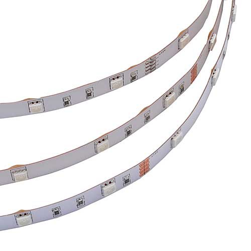 LEDwholesalers 16-Ft RGB Color-Changing 150xSMD5050 LED Flexible Strip, White PCB Backing, 2039RGB - Thumbnail 4
