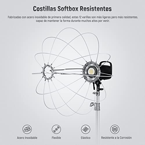 NEEWER 26"/65cm Softbox Linterna con Liberación Rápida Un Paso,Difusor Luz 360° con Faldón,Montura Bowens para CB60 CB100 CB150 Luces Video, Compatible con Aputure 600d Amaran 60x Godox SL60W,NS90L