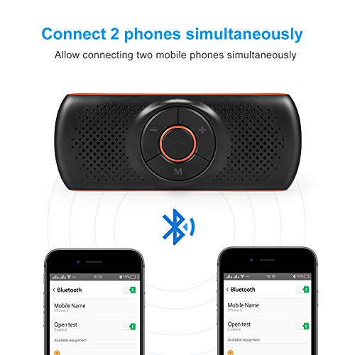 Wireless Handsfree Visor Car Speakerphone,TIANSHILI Portable Bluetooth 4.2 Speaker,Stereo Sound Enhanced Bass/Built-in Mic/TF Card Player/Google Assistant Voice Command for Car, Home, Outdoor