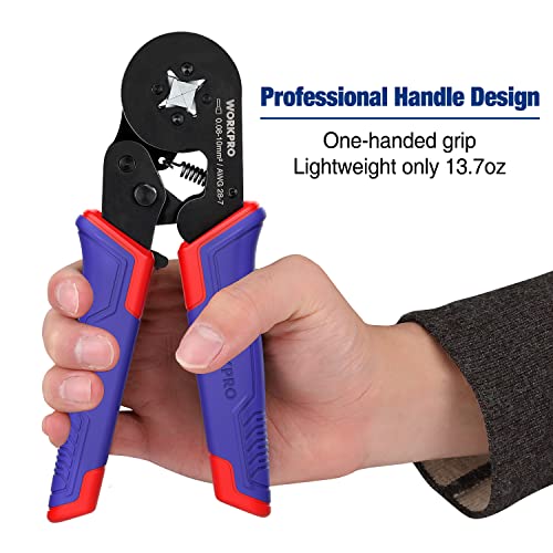 WORKPRO Ferrule Crimping Tool Kit, AWG28-7 Self-adjustable Ratchet Wire Crimping Tool, Crimper Plier Set with 800PCS Wire Terminals Crimping Connectors Wire End Ferrules