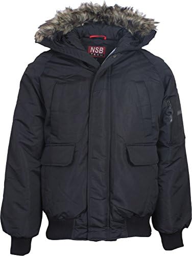 North Sportif Mens Down Filled Bomber Snorkel Jacket, Black, Medium'