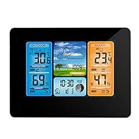 colorido Clock, Modern Fashion Digital Weather Station Temperature Humidity Backlight Snooze Wall Alarm Clock