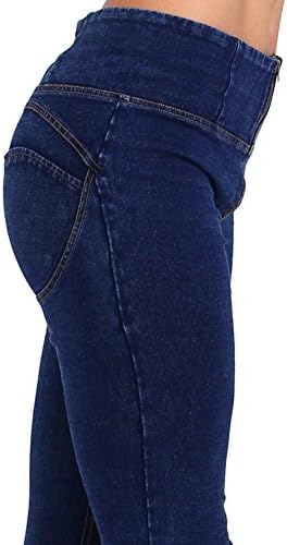 June Julien Women's Stretch Skinny Demin Jeans for Women Jeggings with Pockets Pants Demin Blue M