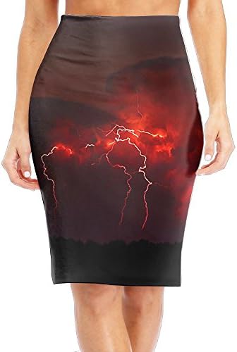 MEI WUD Red Lightning Women Slim Skirt Pretty Pencil Skirts Knee Business Skirts