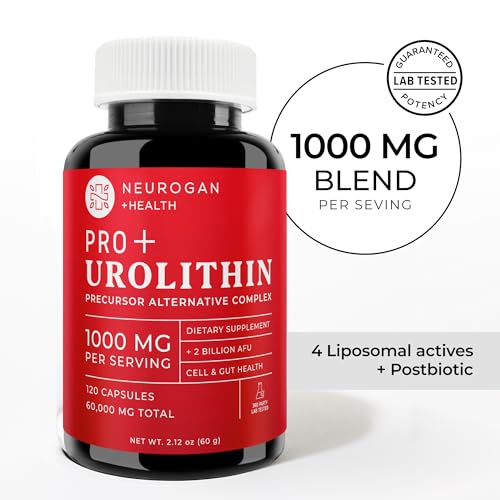 Neurogan Precursor Urolithin Pro+ Capsules – Mitochondrial & Energy Support, 1000 mg – Liposomal Pomegranate Extract Akkermansia CoQ10 Spermidine PQQ Supplement – 120 Ct, 2-Month Supply