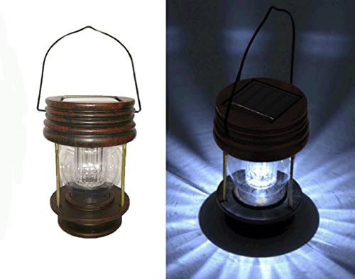 Obell Solar Retro Lantern Hanging Solar Lights Outdoor Solar Powered pathway Lights Garden Decoration Table Lamp (2-Pack) (white light)