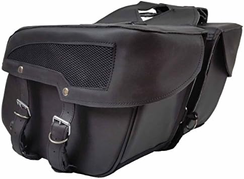 Slanted Leather Like Motorcycle Saddlebags - SD1487Plain
