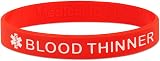 Medical ID Me Blood Thinner Silicone Wristbands Bleeding Risk Warfarin 5 Pack view 2