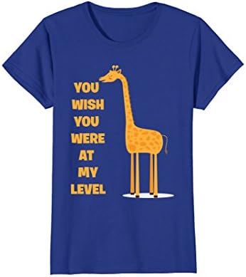 Womens You Wish You Were At My Level Funny Giraffe Cocky T-Shirt XL Royal Blue