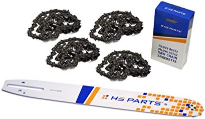 HS Parts Guide Bar 14-inch / 35 cm + 4 x Chain 52 Links 3/8 1.3 mm for chainsaw Husqvarna, Alko, Alpina, Bosch, Dolmar, Echo, Makita and other