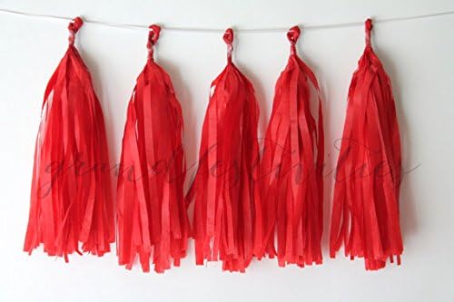 5x Tissue Paper Tassel Garland DIY KIT RED Party Decor Party Banner Farm Party Garland Tissue Tassels Balloon Tassels Paper Banners