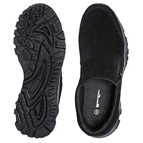 SILENTCARE Men's Loafers Casual Shoes，Breathable Lightweight Zipper Slip On Sneakers， Hiking Shoes for Outdoor Trail Trekking (12 M US, Black) - Thumbnail 4