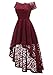 Dressystar Women's Lace Cocktail Dress Hi-Lo Off Shoulder Bridesmaid Swing Formal Party Dress 0042 Burgundy S