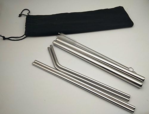 Stainless Steel Multi-Purpose Reusable Drinking Straws With Cleaning Brush Set of 6