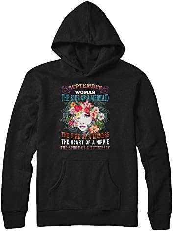 September Woman The Soul Of A Mermaid The Fire Of A Lioness T-shirt Unisex Gildan - Pullover Hoodie Black Small