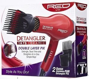 Click Here to See More Images Red by Kiss Detangler 1875 Ceramic Double Layer Pik