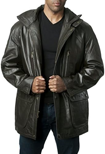 Syedna Brown Leather Men Zipper Design Long Jacket