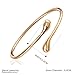 Kalapure 925 Sterling Silver Water Drop Bangle Bracelet, 14K Gold Plated Double Teardrop Cuff Arm Bracelet Adjustable