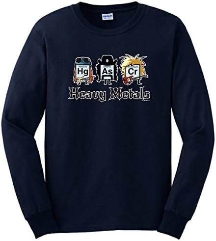 Funny T Shirt Science Heavy Metals Funny Periodic Table Long Sleeve T-Shirt Medium Navy