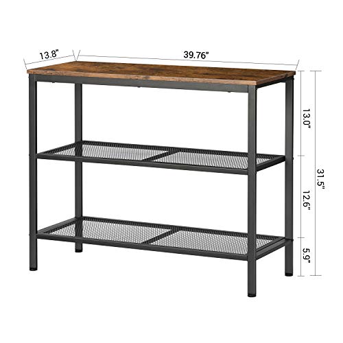 KICODE Console Table Sofa Table Entryway Industrial Side Table with 2 Iron Mesh Storage Shelves for Living Room Corridor and Bedroom - Thumbnail 6