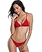 SHEKINI Women's Brazilian Bathing Suit Triangle Bikini Set Sexy V Neck Two Piece Swimsuits (Medium, Rose red)