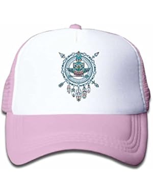 Dreamcatcher with Owl Mesh Hat for Boys&Girls Cool Adjustable Kids Cap Pink