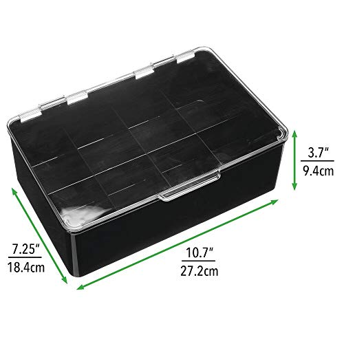 mDesign Stackable Plastic Tea Bag Holder Storage Box for with Clear Top Lid Kitchen