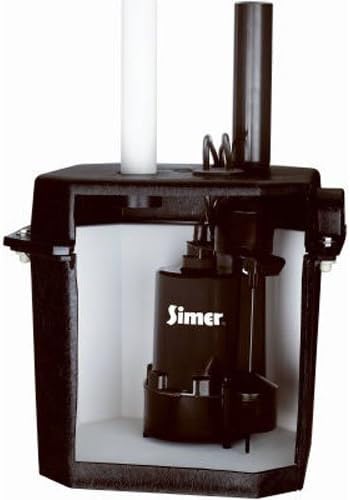 Simer 2925B Self-Contained Above-Floor Corrosion-Resistant Sump/Laundry Sink Pump, 1/4 HP, 115V, 1-1/2" Discharge Pipe, Handles Solids Upto 1/8", 6 Gallon Drainage Tank, Black (Pack of 2)